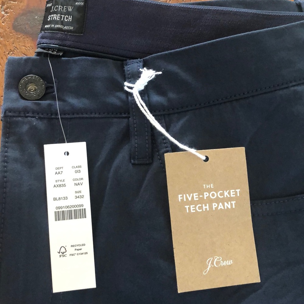 Brand new, tags on J Crew five pocket tech pant